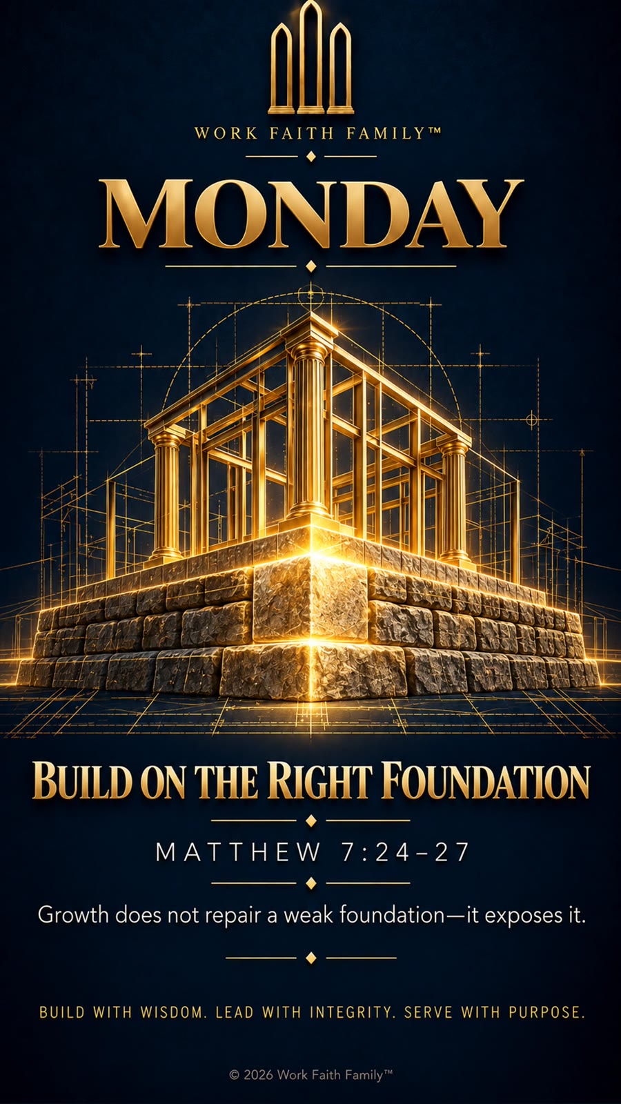 Work Faith Family artwork for Build on the Right Foundation