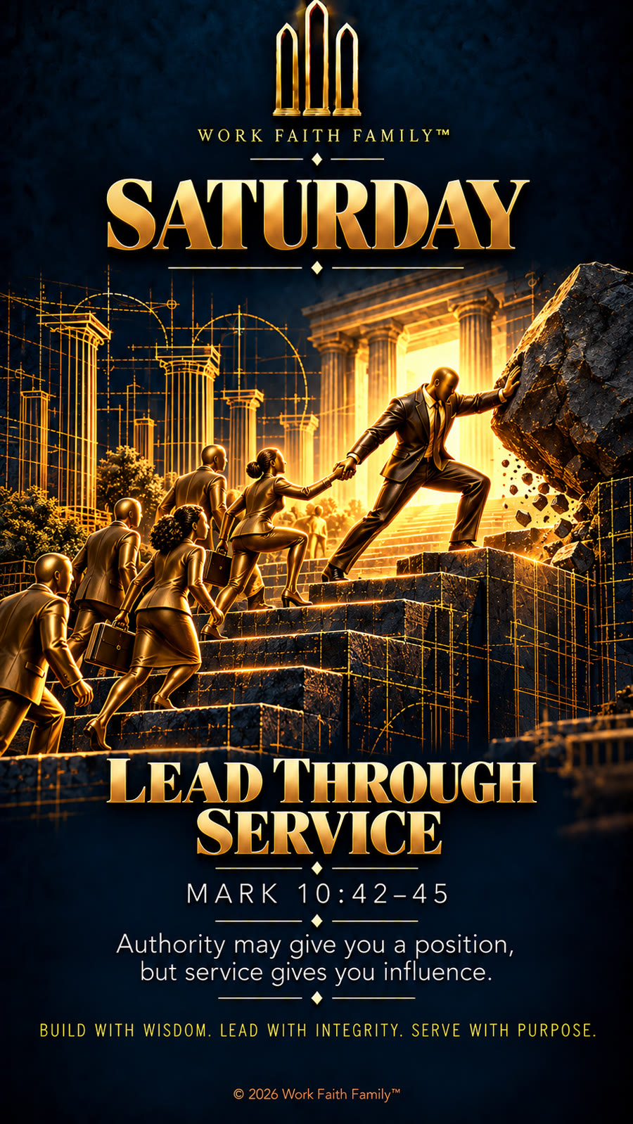 Work Faith Family artwork for Lead Through Service