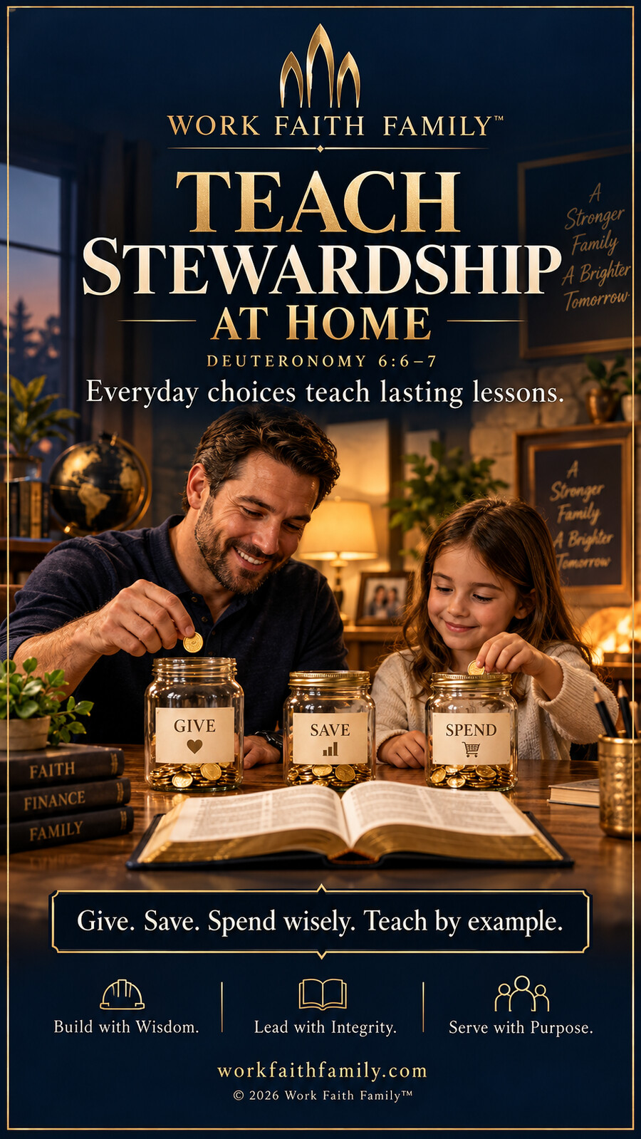 Work Faith Family artwork for Teach Stewardship at Home